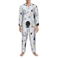 thumbnail image 3 of Vsdgher Cartoon Planets Mens Pajama Set, Soft Warm Long Sleeve Sleepwear, Cozy Button-Down Pjs for Men-Large, 3 of 7