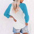 thumbnail image 6 of Tops For Women T-Shirts Patchwork 3/4 Sleeve Half Button V Neck Plus Size Clothes, 6 of 6