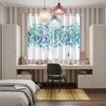 thumbnail image 5 of Teal Blue Eucalyptus Leaves Kitchen Curtains 84 Inch Length, Spring Summer Botanical Floral Grommet Top Bedroom Living Room Curtains, Light Filtering Cafe Curtain Drapes 2 Panels Set 104''x84'', 5 of 9