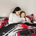 thumbnail image 5 of Manfei Cartoon Sport Car Bedding Comforter Set for Boy, Modern Graffiti Watercolor Twin Comforter Sets, Red Automobile Reversible Bedding Set, Super Cozy Room Decor, 2-Piece, 5 of 8