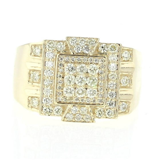 Mens 10k Yellow Gold Designer Wedding Ring With 1.09Ctw Diamonds