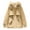 Khaki, variant on Winter Women Jacket - Furry Hood Long Sleeves Padded Drawstring Waist Pockets Cotton Coat Zipper Closure Mid Length Solid Color Windproof