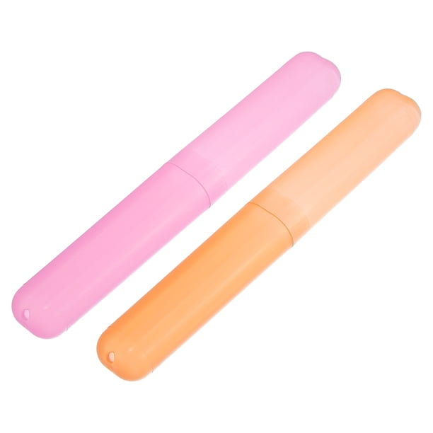 2 Uds Estuches para Cepillos de Dientes Unique Bargains Rosa Naranja 19x2.7cm