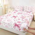 thumbnail image 4 of Manfei Pink Flowers Blossom Queen Sheet Sets For Girl,Chic Bow Tie Bed Set For Kids,4-Piece, 4 of 6