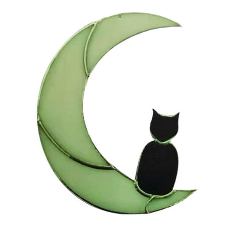 

jiaroswwei Hanging Suncatcher Moon Cats Pattern Household Decoration Artistic Landscaping Trinkets Pendant for Home