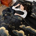 thumbnail image 5 of Homewish Clouds Stars Queen Bedding, Black and Gold Bedding Comforter Set Queen, Black Reversible 7-Piece, 5 of 7
