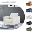 thumbnail image 4 of LeisureMod Accent Chair Upholstered in Leather Modern Armchair with Silver Geometric Stainless-Steel Base Living Room Single-Seater Sofa Lincoln Collection in White, 4 of 9