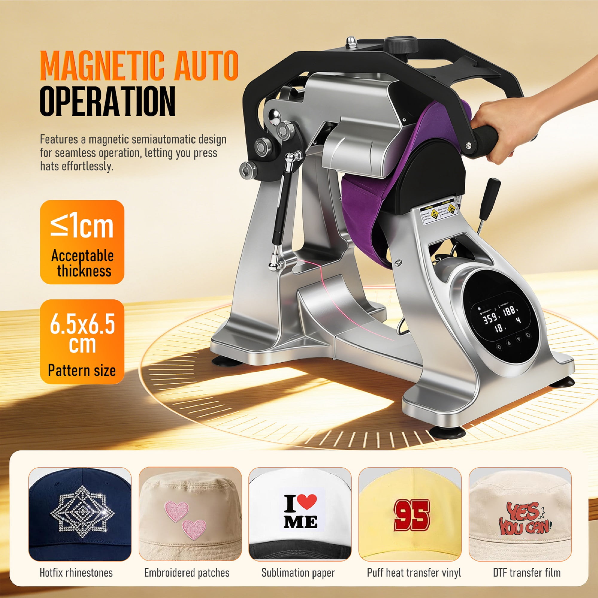 Dual Heater Hat Heat Press, Semi-auto Open Printing Cap Machine