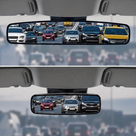 Goodyear 17" Panoramic Rear View Mirror, Easy Clip-On, Fits Most Vehicles