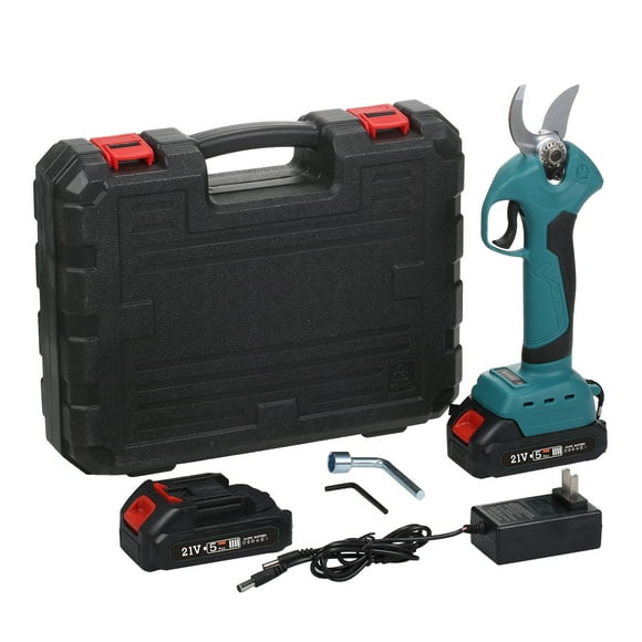 Mistaha 21V Cordless Electric Pruning Shears with Adjustable Cutting Range, 4 Gear Settings, 10~30mm Cutting Diameter, 2 Lithium Batteries - ABS+SK5 Material, EU/US Plug, 600W Power, Lightweight