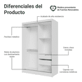 thumbnail image 4 of Ropero Closet Madesa Luke 2 Puertas 1 Puerta Con Espejo Blanco, 4 of 14