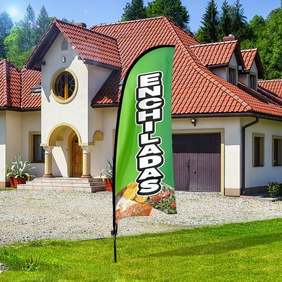 QSUM Enchiladas Feather Flag,7FT Rosa Mexicana Advertising Swooper Flag, Vivid Color and Fade Proof Mexican Food Promotion Businesses Signs