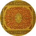 thumbnail image 1 of Ahgly Company Machine Washable Indoor Round Medallion Yellow Traditional Area Rugs, 4' Round, 1 of 4