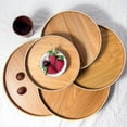 thumbnail image 6 of SOPOTUTU Round Wood Serving Tray Light Brown - Wooden Snack and Food Platter for Kitchen and Dining Use, 1 Set, 6 of 8