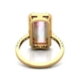 thumbnail image 3 of Bio Color Emerald Cut Watermelon Tourmaline,925 Sterling Silver ,Rose Gold Plated ,Moissanite Pave Halo Wedding Band, Pink And Green, Solitaire Ring Size 9 US, 3 of 5