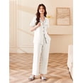 thumbnail image 3 of Ekouaer Women's 100% Cotton Pajamas Set Short Sleeve Button Down Pjs 2 Piece Soft Sleepwear with Long Pants Lounge Set, 3 of 6