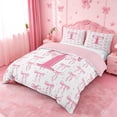 thumbnail image 2 of meiyoeat Pink Cute Bowknot Duvet Cover Set For Girls,Dreamy Bow Tie Monogram Print T Bedding Full For Kids,pink Reversible,3 Pieces(No Comforter), 2 of 6