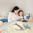 thumbnail image 4 of Homewish Cartoon Blue Whale Twin Bedding Sets 7-Piece for Teen, Kawaii Ocean Animal Bedding Comforter Set, Marine Coral Sealife Reversible Sheet Sets, Lightweight Room Decor, 4 of 7
