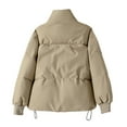 thumbnail image 4 of Edvintorg Women's Bread Jacket Solid Color Loose Casual Standing Collar Thickened Warm Short Bread Jackets with Zipper Women Coat, 4 of 7