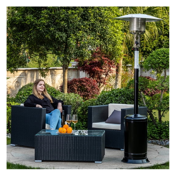 Propane Patio Heater with Wheels Outdoor Heater 47,000BTU Black