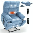 thumbnail image 7 of Barara King Reclining Chair Sofa with Hidden Cup Holders, Power-Remote, Medium-firm and Heavy Duty, Single Recliner with Massage Dual Motor Infinite Position Up to 350 LBS, Blue, 7 of 7