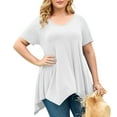 thumbnail image 3 of LARACE Short Sleeve T-Shirts for Women Plus size Tops V-Neck Tunic Tops for Leggings White 2X, 3 of 9