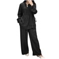 thumbnail image 1 of Timegard Lounge Sets for Women 2 Piece Fall Plus Size Button Shirts Top Wide Leg Pants with Pockets Outfits, 1 of 6