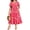 6601-Pink, variant on Plus Size Dresses Womens 3X V Neck Lemons Floral Print Maxi Dress Elastic Waist Curvy Silhouette with Pockets Summer Spring Party Beach Holiday Dress 3XL 22W 24W