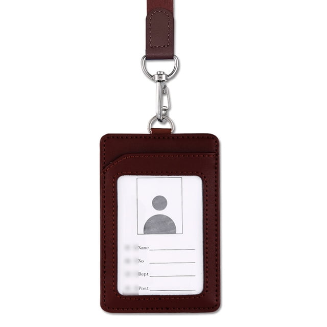 FloreceBien Portatarjetas de Identificación de Cuero con Cordón, Portatarjetas de Identificación Vertical para Hombres y Mujeres con Ventana de identificación, 11 * 7,2 cm