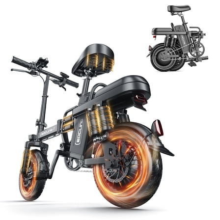 14'' Folding E-Bike 500W Motor for Adults - 19.9 MPH Lightweight Electric Bike with 48V 15AH Removable Battery, Front Headlight & Disc Brakes,City Commuter & Mountain Bike for Fitness Enthusiasts