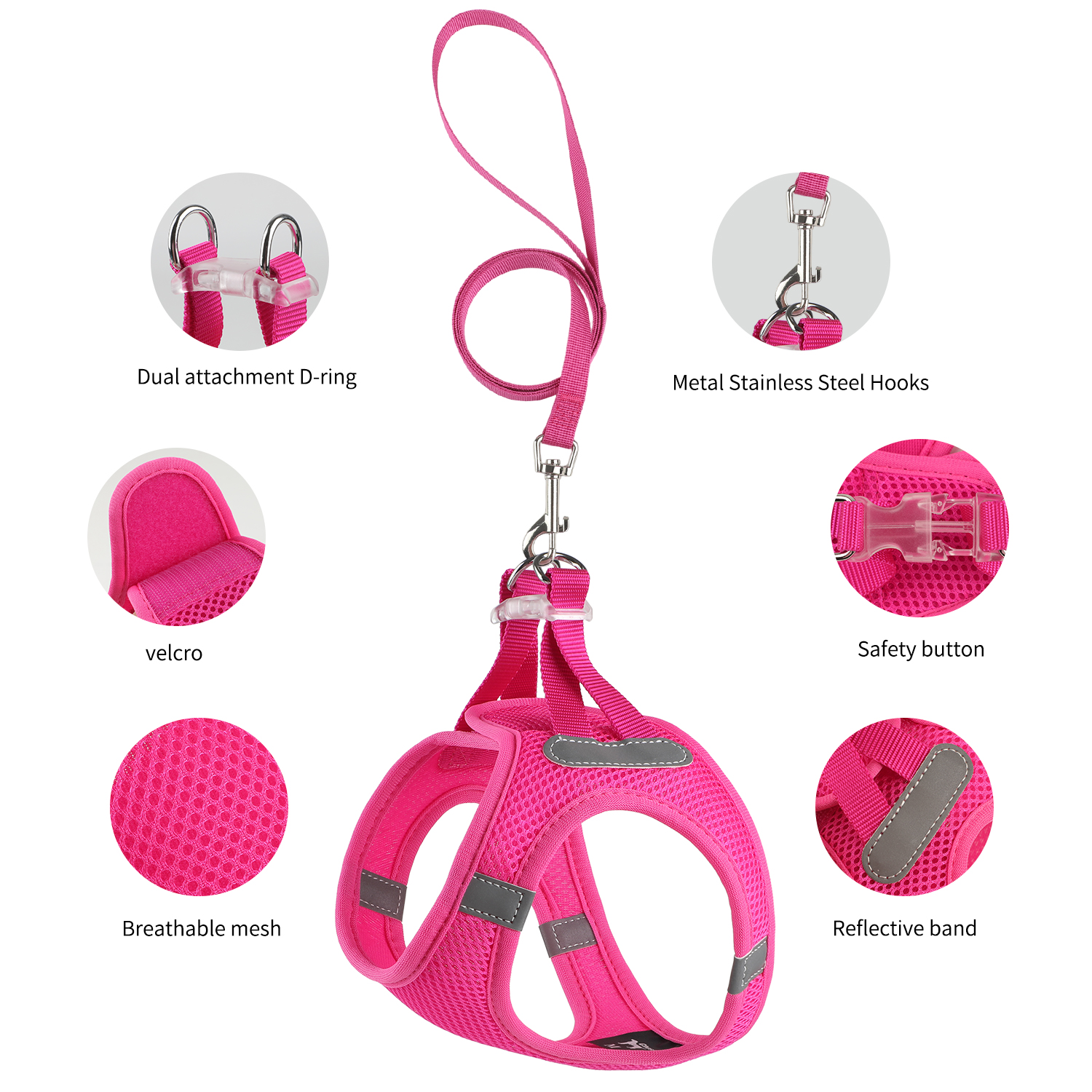 Charkool Reflective Dog Harness and Leash Set Red photo 2