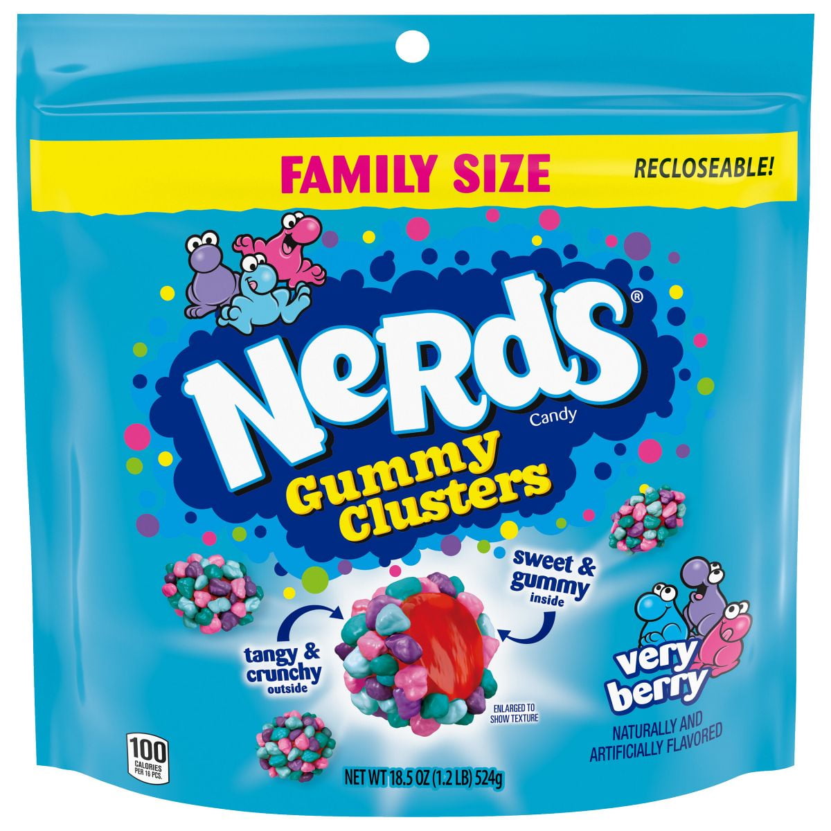 Nerds Candy Gummy Clusters Very Berry Family Size - 18.5oz - Pack of 2