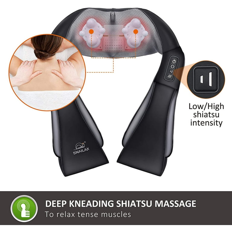 Snailax Shiatsu Neck and Shoulder Massager - Back Massager with Heat, Deep  Kneading Electric Massage…See more Snailax Shiatsu Neck and Shoulder