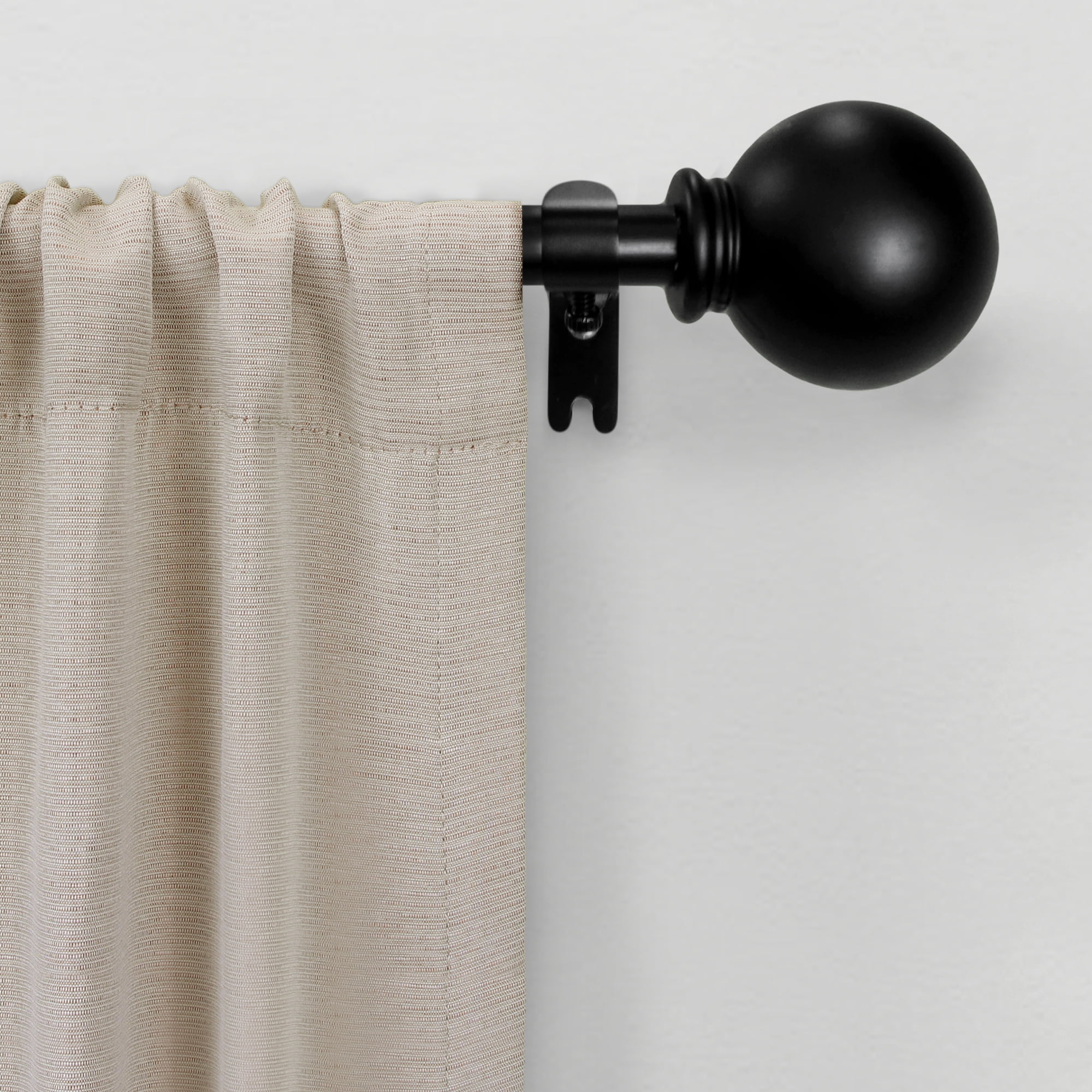 Mainstays 1/2" Black Ball Adjustable Single Curtain Rod, 48-84"