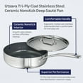 thumbnail image 5 of Tramontina Utsava Tri-Ply Clad 2.9 Qt Covered Deep Sauté Pan with Ceramic Interior – Induction-Ready, 5 of 7