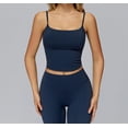 thumbnail image 2 of PISONIC Womens Workout Sets Two Piece Spaghetti Straps Crop Top Matching Straight Leg Pants Gym Work Pilates Outfits, 2 of 6