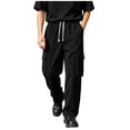 thumbnail image 3 of PNTUTB Men's Cargo Pants Soild Color Drawstring Outdoor Work Pants Casual Loose Comfort Pant with Multi Pocket Daily Hiking Sporty Trendy Pants, 3 of 7