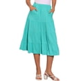 thumbnail image 1 of Faldas midi para mujer INSPIRE CHIC, sólidas, con cintura elástica, en línea A, con volantes y bolsillos, talla L, color teal, 1 of 6