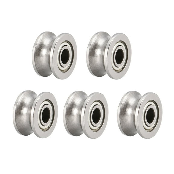U624ZZ 4mmx13mmx7mm Double Metal Shielded Carbon Steel Deep Groove Guide Pulley Rail Ball Bearings 5 Pack