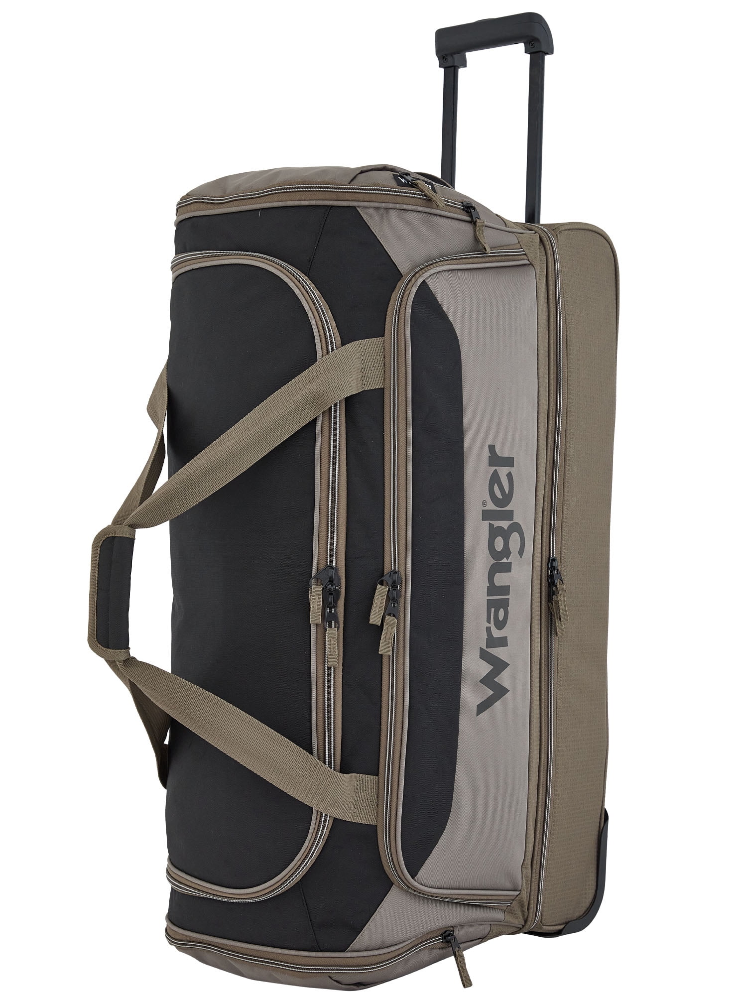 Wrangler 30" Polyester Drop-Bottom Rolling Travel Duffel w/ Interior Toiletry Pocket - Fallen Rock