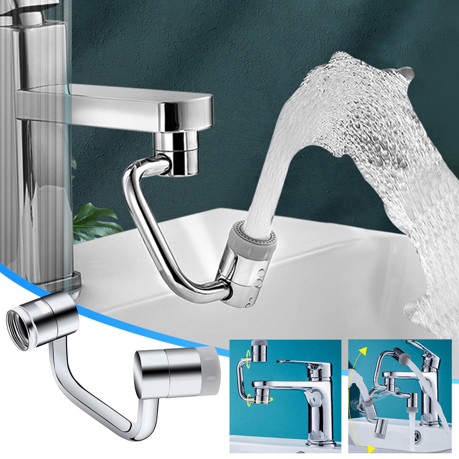 Ycolew Faucet Extender, Large Angle Rotating Splash Faucet Aerator