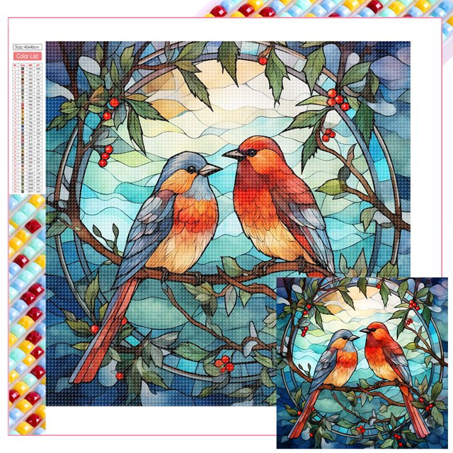 5D DIY Con Cuentas Cuadradas Par Cardenales Del 45x45cm