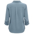 thumbnail image 6 of Long Sleeve Shirts for Women 2026 Spring Linen Roll Up Sleeve Button Lapel Collar Dressy Casual Office Work Blouse Tops, 6 of 6