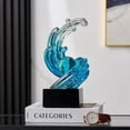 thumbnail image 5 of Modern Abstract Decorative Wave Statue, Blue Abstract Art Home Decor,Crystal Ball Art Wave Resin Sculpture, Office Desk Stand, Dining Table Center Decorative Aesthetics(B,Light-Blue), 5 of 7