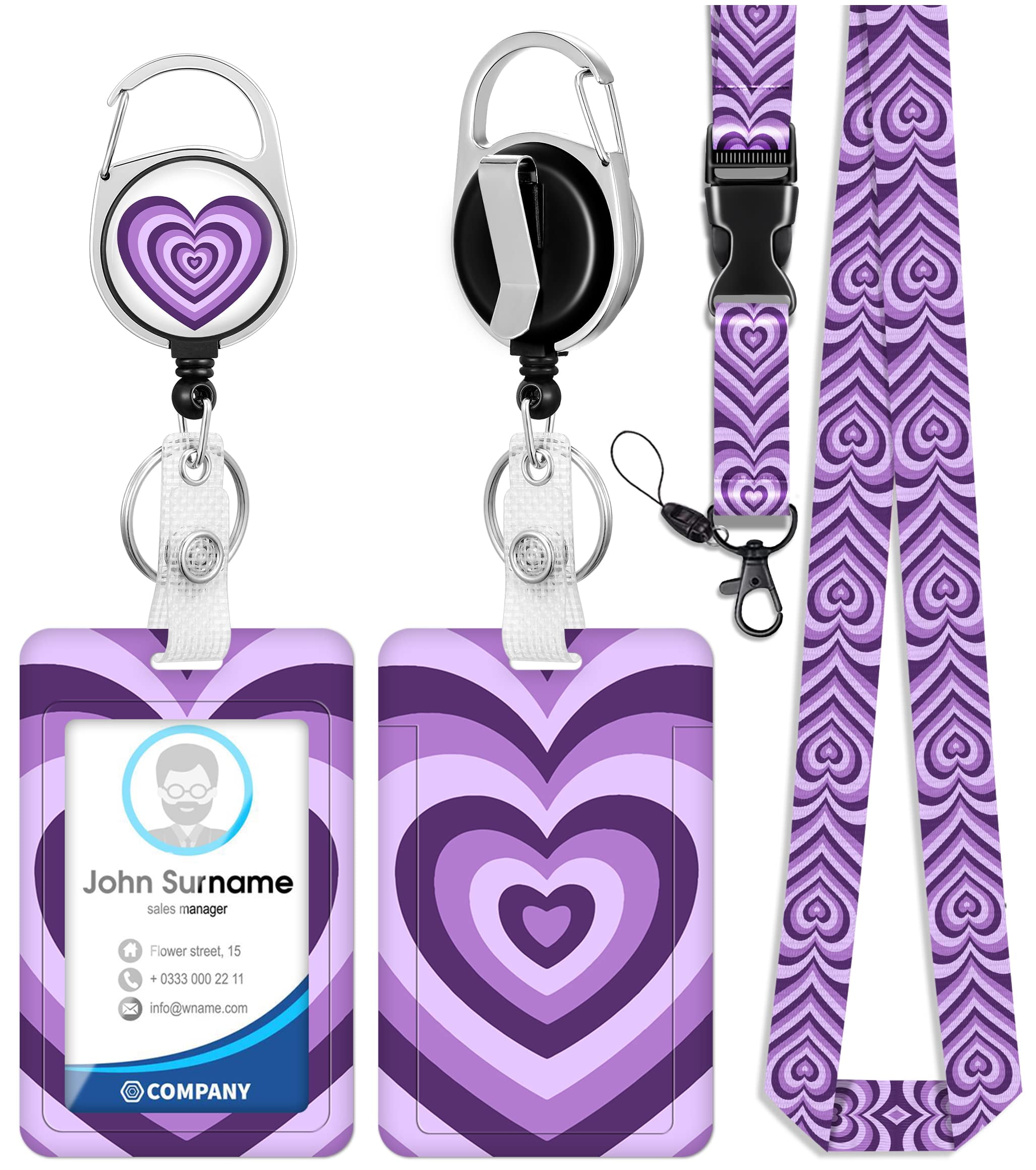 Rubit Dog Tag Holder Clip Quick Release Heart Shape Medium Purple