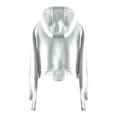 thumbnail image 4 of BiZtdJrK Full Zip Cropped Athletic Jacket Women Long Sleeve Workout Sweatshirt Hoodie Lightweight Casual Lounge Hoodies White M, 4 of 5