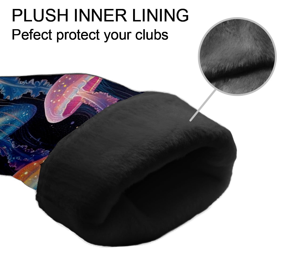Golf Head Covers Sea Jellyfish Design for Driver, Wood & Hybrid, Premium Waterproof PU Leather with Plush Lining, Unique Oceanic Golf Gifts