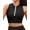 black, variant on Alove Womens Solid Swimsuit Top Bikini Top Only Front Zipper Swimsuit Tops Ribbed High Neck Sports Swim Top