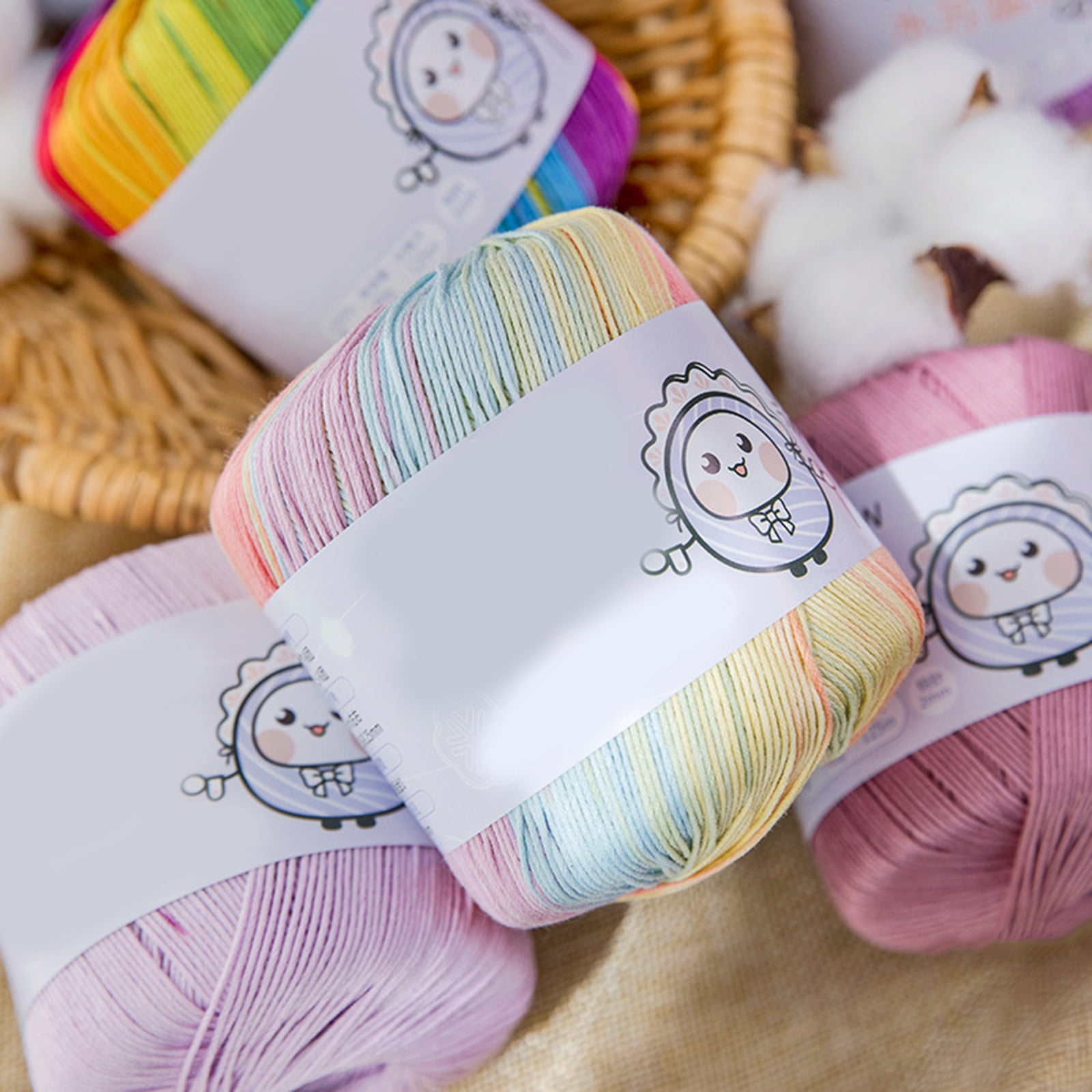 Fade Resistant Mercerized Cotton Thread 3 Spools Soft Yarn For Long Time Use Crafting Projects