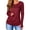 Burgundy, variant on Women's Long Sleeved Thumb Hole T-Shirt Crew Neck Plain Shirts Casual Ruched Tee Tops